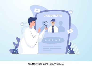 A man selecting candidates for open recruitment illustration concept