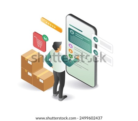 Man selecting delivery targets for online shopping packages