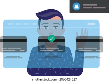 Man selecting payment method in augmented virtual reality screen