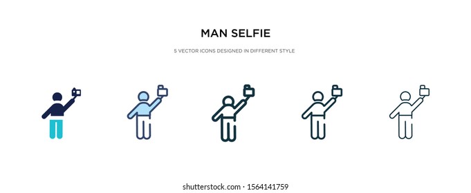 man selfie icon in different style vector illustration. two colored and black man selfie vector icons designed in filled, outline, line and stroke style can be used for web, mobile, ui