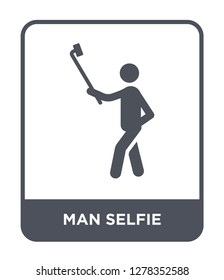 man selfie icon vector on white background, man selfie trendy filled icons from Behavior collection, man selfie vector illustration