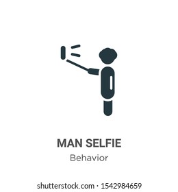 Man selfie vector icon on white background. Flat vector man selfie icon symbol sign from modern behavior collection for mobile concept and web apps design.