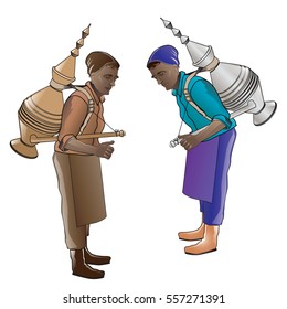 Man selling water. vector