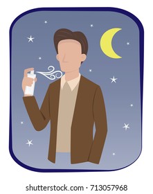 Man In Semi Formal Dress Are Spraying Perfume For Night Time, Vector