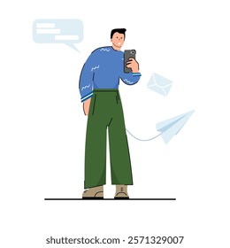 A man is sending massages ,vector