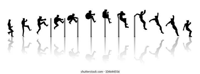 Man In Sequence Jumping Of A Wall