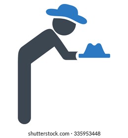 Man Servant vector icon. Style is bicolor flat symbol, smooth blue colors, rounded angles, white background.
