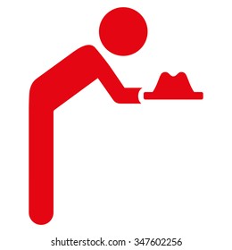 Man Servant vector icon. Style is flat symbol, red color, rounded angles, white background.