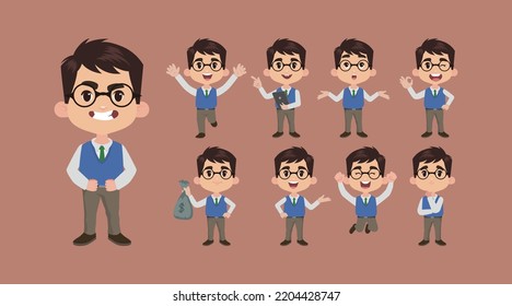 Man set different gestures. vecor