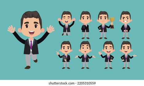 Man set different gestures. vecor