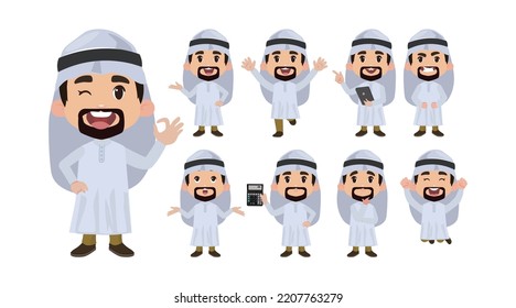 Man set different gestures. vecor