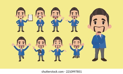 Man set different gestures. vecor