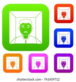 Man set icon color in flat style isolated on white. Collection sings vector illustration