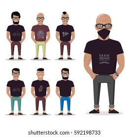 Man set isolated. Cartoon male for graphic design, Web site, social media, user interface, mobile app.
