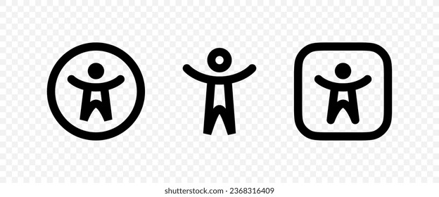 Man set of signs in linear style. Human icon in circle and square. Vector EPS 10