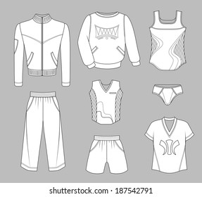 Man set tricot clothes grey isolated on background. EPS8