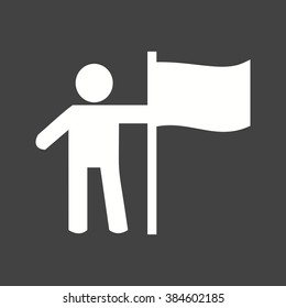 Man Setting Flag