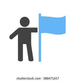 Man setting Flag
