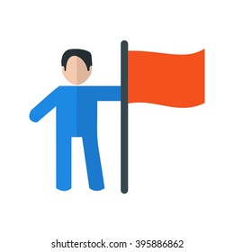 Man setting Flag