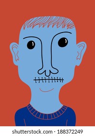 man with sewing mouth