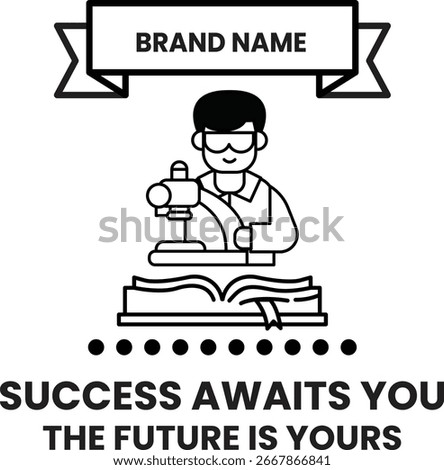 A man is sewing a shirt on a sewing machine. The shirt is labeled with the brand name. The image is titled "Success Awaits You"