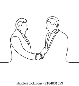 man shaking hands illustration continuous drawing single line art