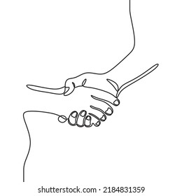man shaking hands illustration continuous drawing single line art