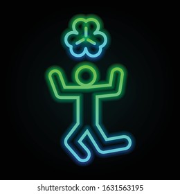 Man, shamrock icon in nolan neon colorful style. Simple thin line, outline vector of saint patrick's day for ui and ux, website or mobile application