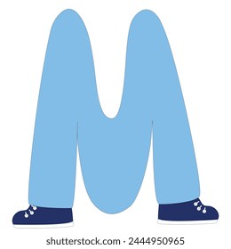 hombre en la forma de la letra M, alfabeto, fuente, hombre en ropa azul