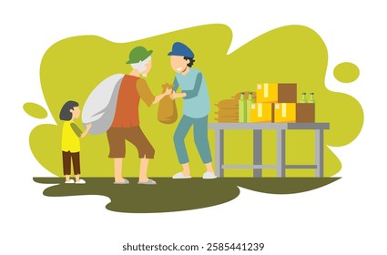 A Man Sharing Goods to Poor Elderly
