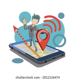 Man sharing location using gps