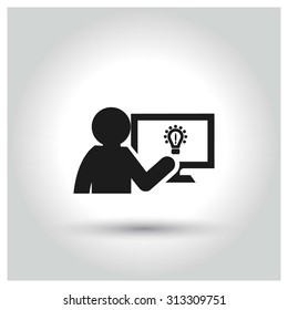 Man Sharing Their Idea with user Presentation Icon. Black Business Pictogram. vector illustration