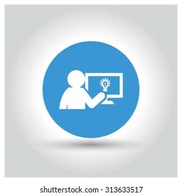 Man Sharing Their Idea with user Presentation Icon. Blue Business Pictogram. vector illustration