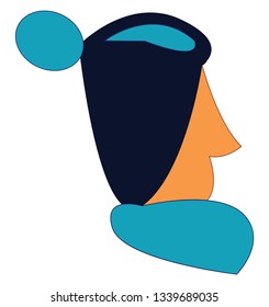 A man with sharp nose who has his blue hair in a bun vector color drawing or illustration
