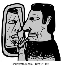man shaves with an electric razor