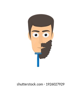 Man shaves his beard, vector graphics