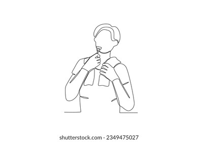A man shaves a mustache. Morning activities one-line drawing