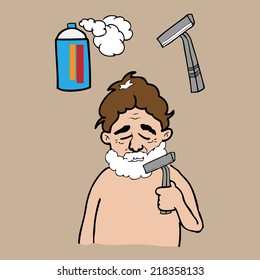 Man shaving in bath room vector