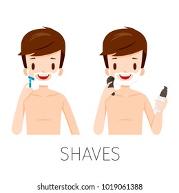 Man Shaving Beard By Razor And Shaver, Facial, Skin, Treatment, Beauty, Cosmetic, Makeup, Healthy, Lifestyle