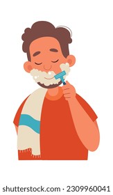 Man Shaving Beard Vector Illustration