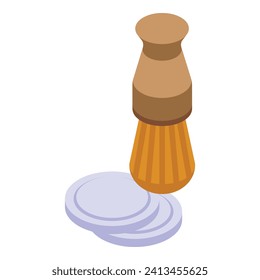 Man shaving brush icon isometric vector. Person face. Treatment foam