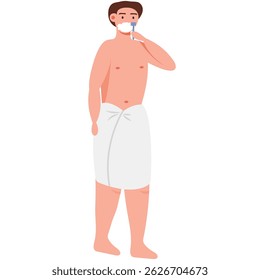 man shaving face vector icon isolated on white