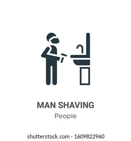Man shaving glyph icon vector on white background. Flat vector man shaving icon symbol sign from modern people collection for mobile concept and web apps design.