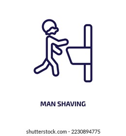 man shaving icon from people collection. Thin linear man shaving, beard, hair outline icon isolated on white background. Line vector man shaving sign, symbol for web and mobile