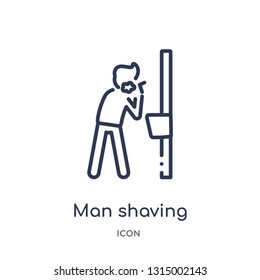 man shaving icon from people outline collection. Thin line man shaving icon isolated on white background.