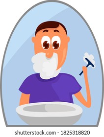 Man shaving, illustration, vector on white background