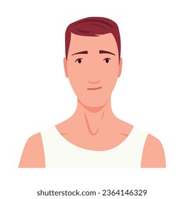 Hombre afeitándose. La preparación de personajes masculinos, hace rutina de cuidado de la piel personal. Limpió y trató su acción en la cara. Ilustración vectorial plana aislada en fondo blanco