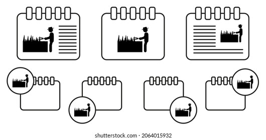 Man shearing of shrubs vector icon in calender set illustration for ui and ux, website or mobile application