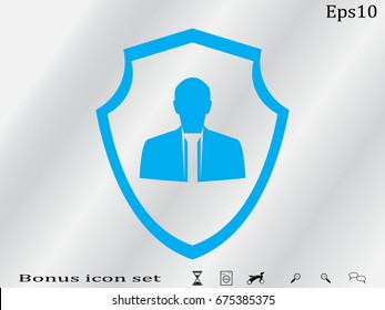 man, shield, badge, vector illustration eps10