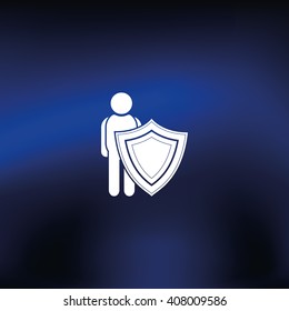 Man shield icon. Insurance illustration.